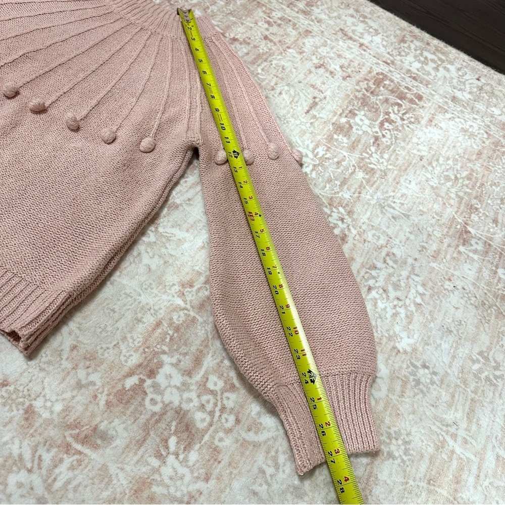 Blush Pink Pom Pom Balloon Sleeve Sweater - Picture 6 of 9
